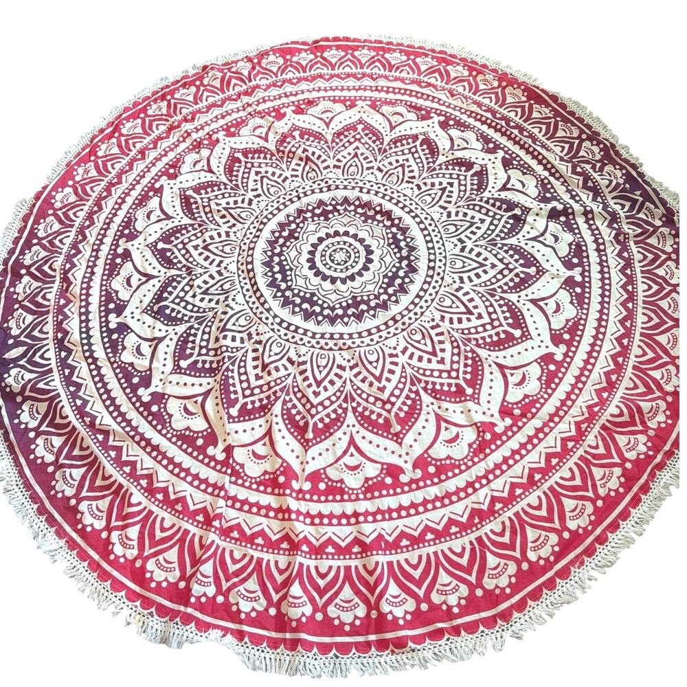 Indian cotton mandala round tapestry or beach throw